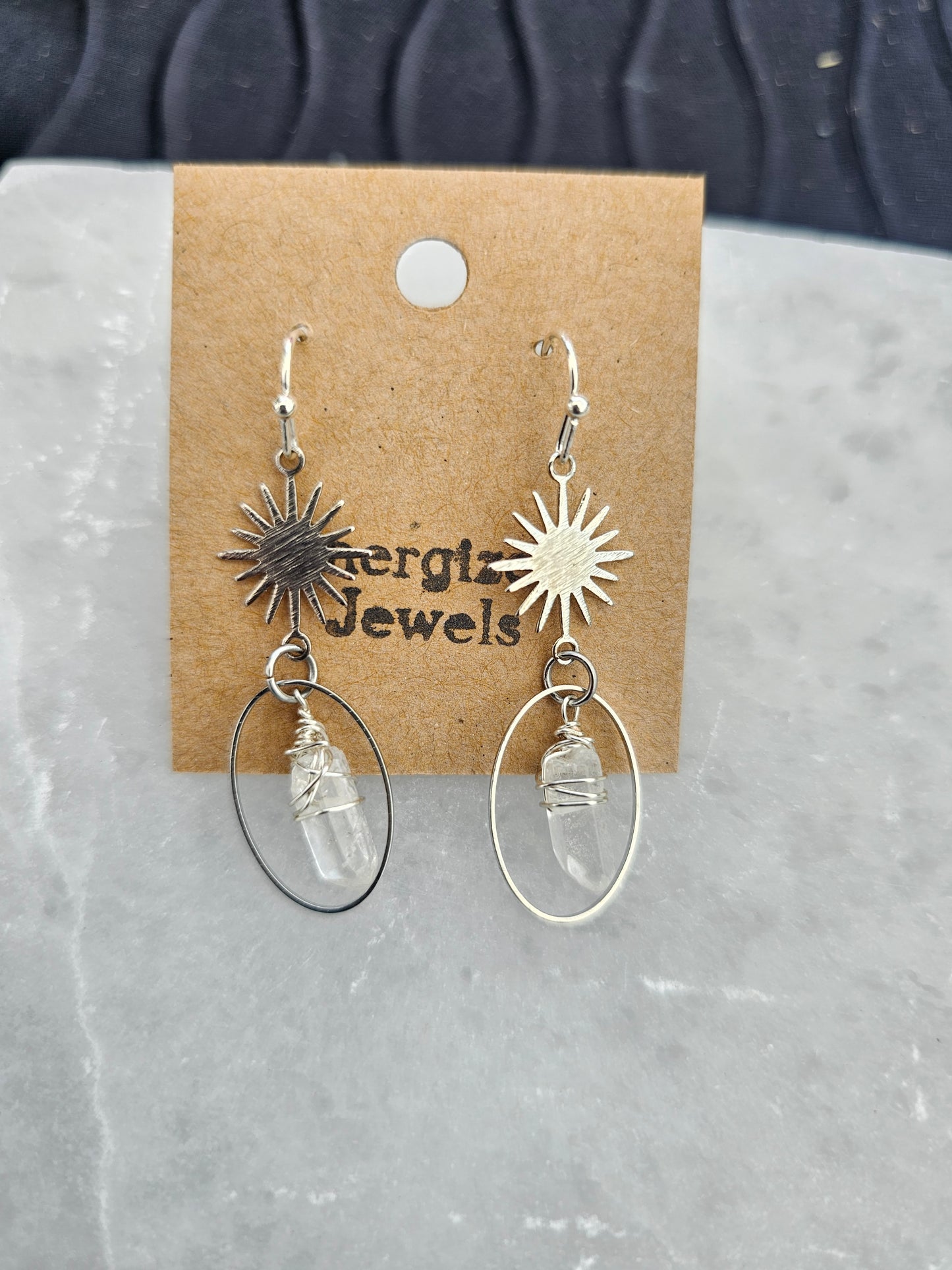 Clear Quartz Starburst Earrings