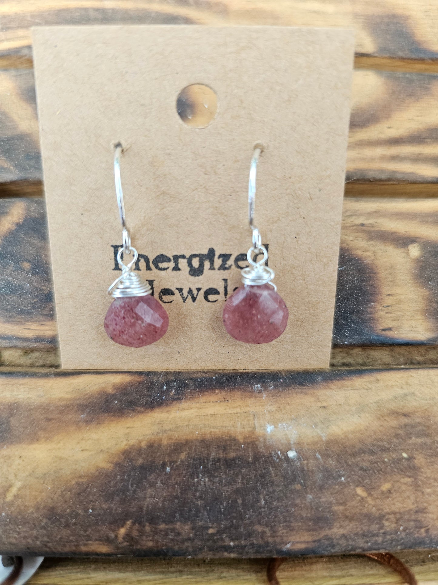 Strawberry Quartz Sterling Silver Dangle Earrings