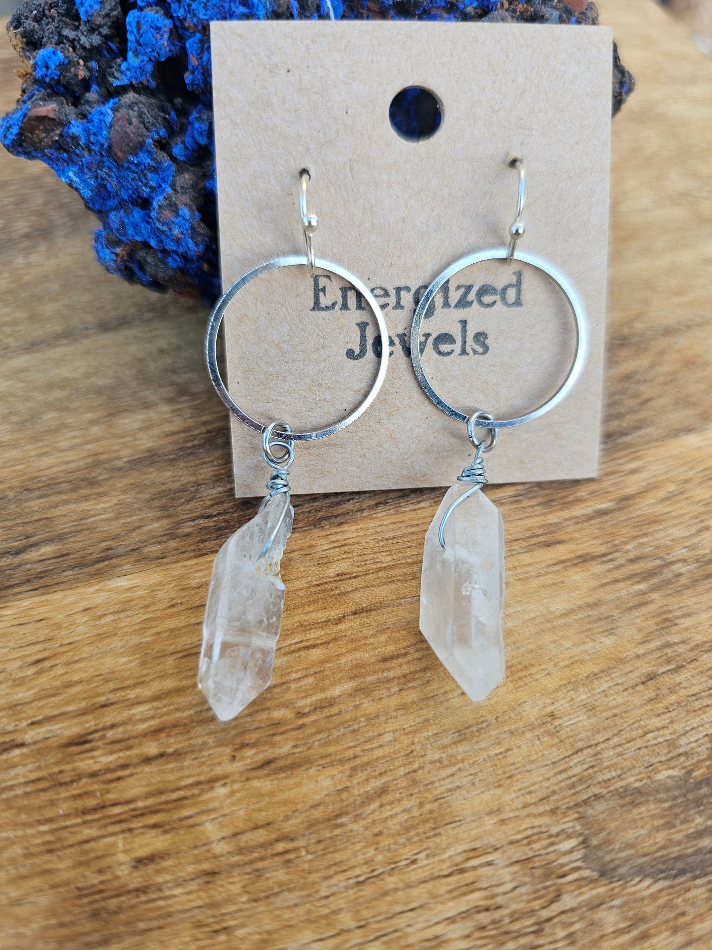 Goddess Quartz Hoop Earrings |  Silver Moonstone and Quartz Crescent Moon Earrings | Double Pointed Quartz Moon Earrings | Stone Earrings