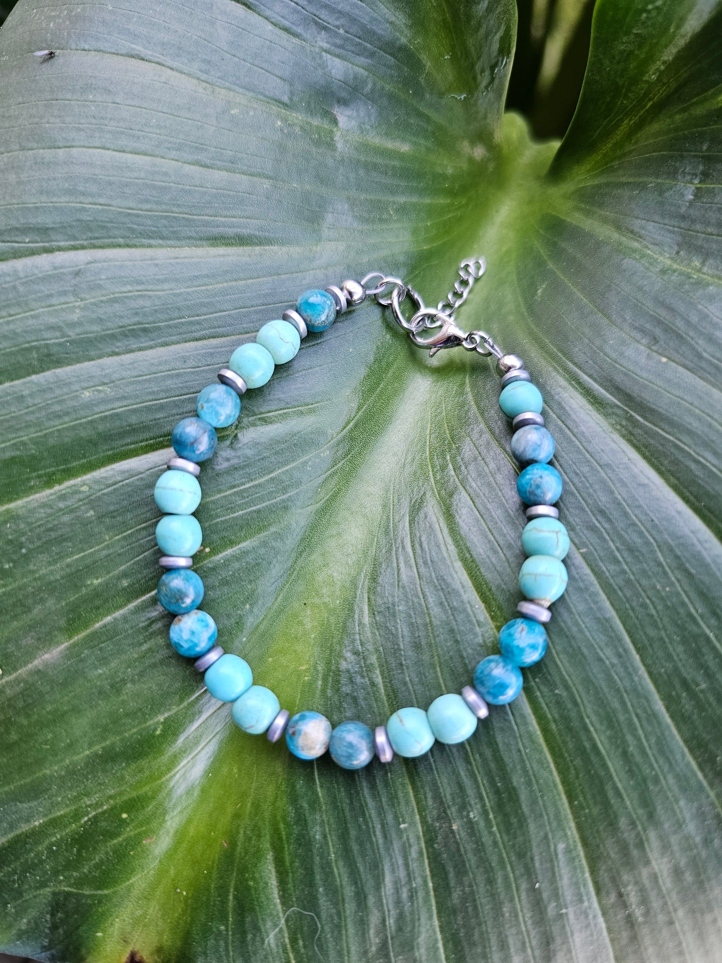 Blue Apatite and Turquoise Bracelet