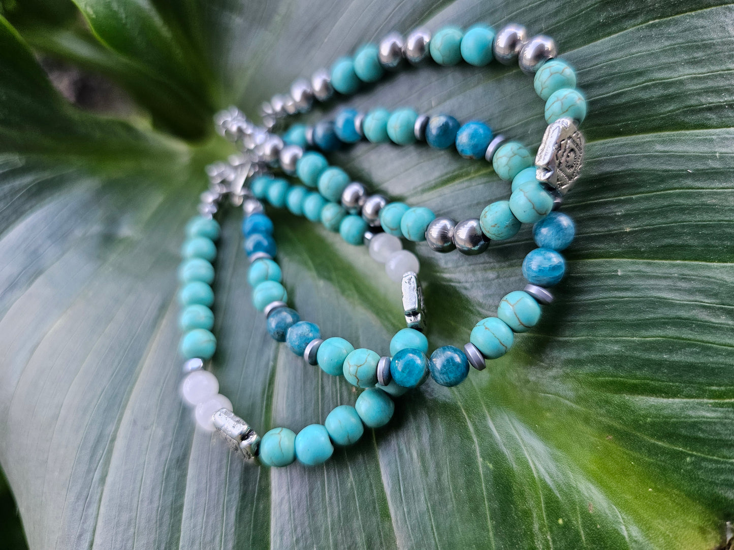 Blue Apatite and Turquoise Bracelet