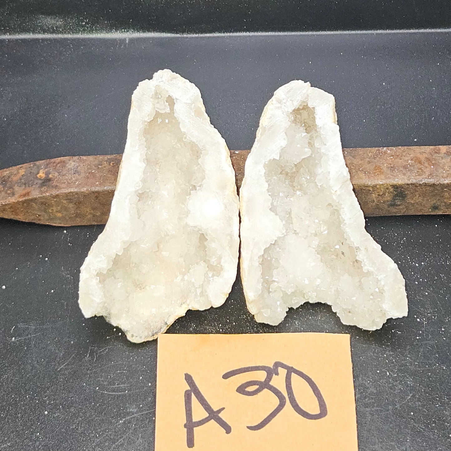 Sliced Icy Quartz Geode