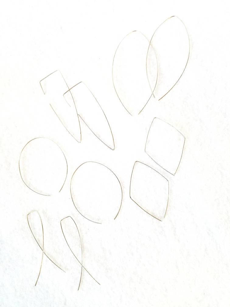 Pull Through Hoop Earrings Threaded Earring | Minimalist Hoop Earring Backless Earring | Sterling Silver Gold Filled Rose Gold Filled Hoop