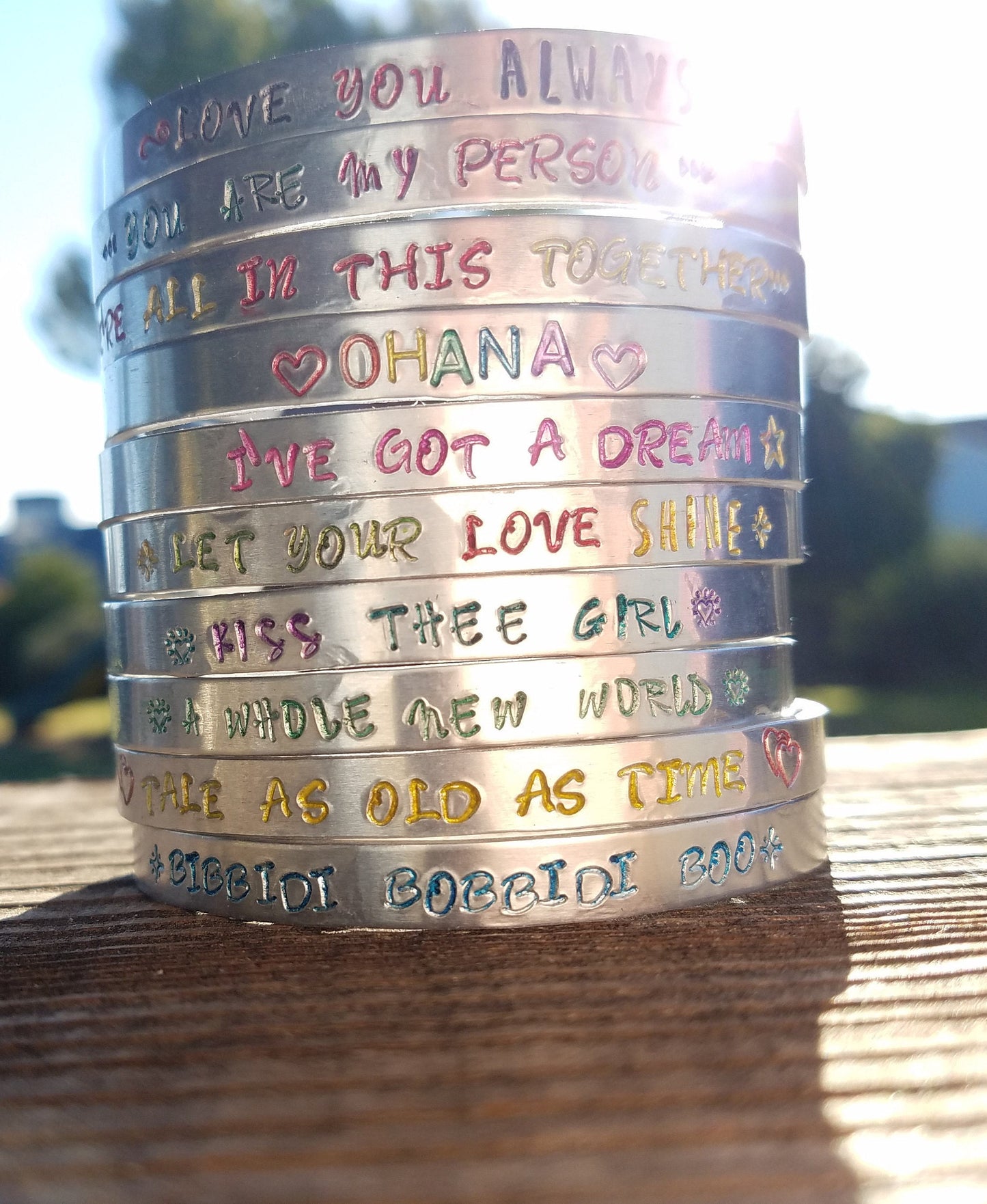 Disney Quote Bracelet, Disney Quote Jewelry, Inspired Disney Jewelry, Rainbow Ohana, Inspirational Bracelet, Quote Bracelet, Disney Quotes