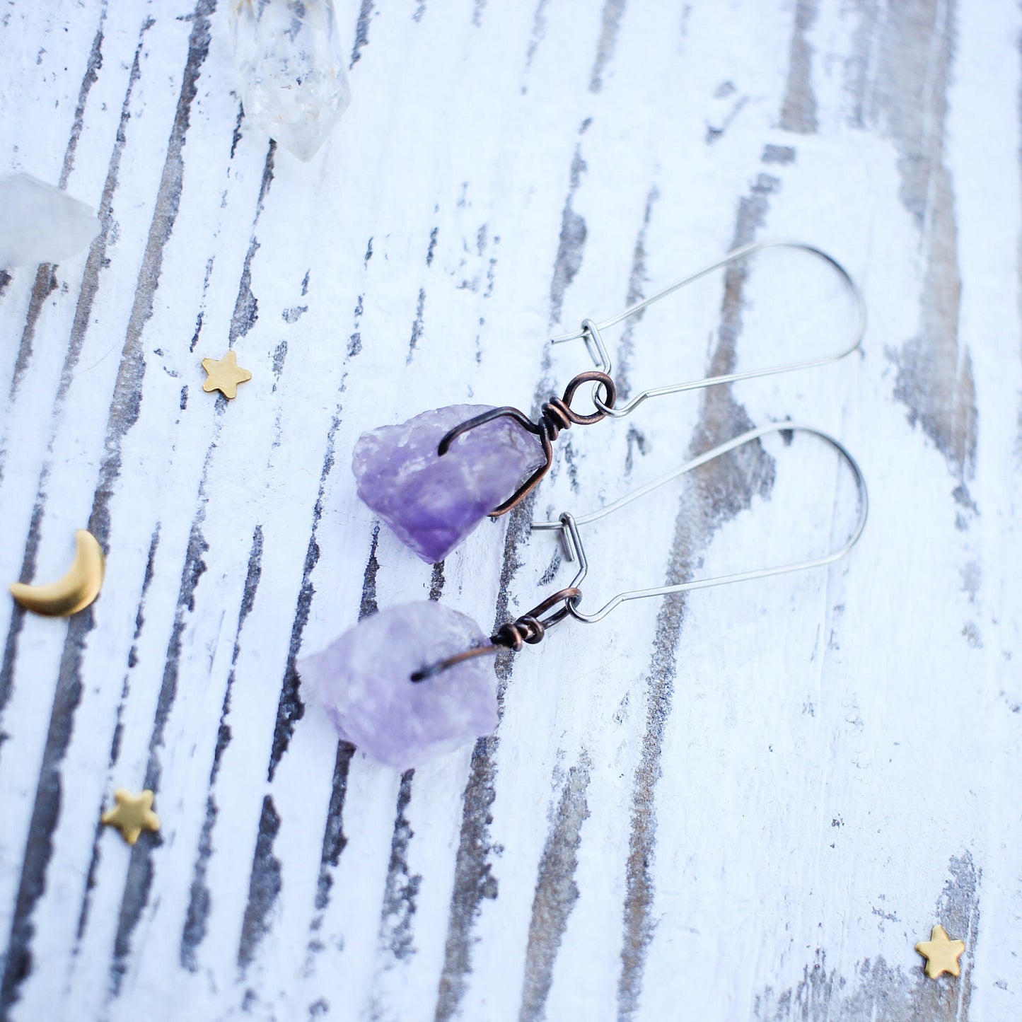 Raw Gemstone Earrings | Dangle Earrings | Raw Stone Jewelry- Stone Earrings, Bohemian Earrings