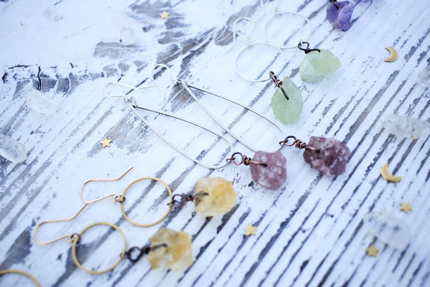 Raw Stone Earrings | Boho Earrings | Long Dangle Earrings | Raw Crystal Jewelry- Raw Stone Jewelry- Raw Gemstone Earrings