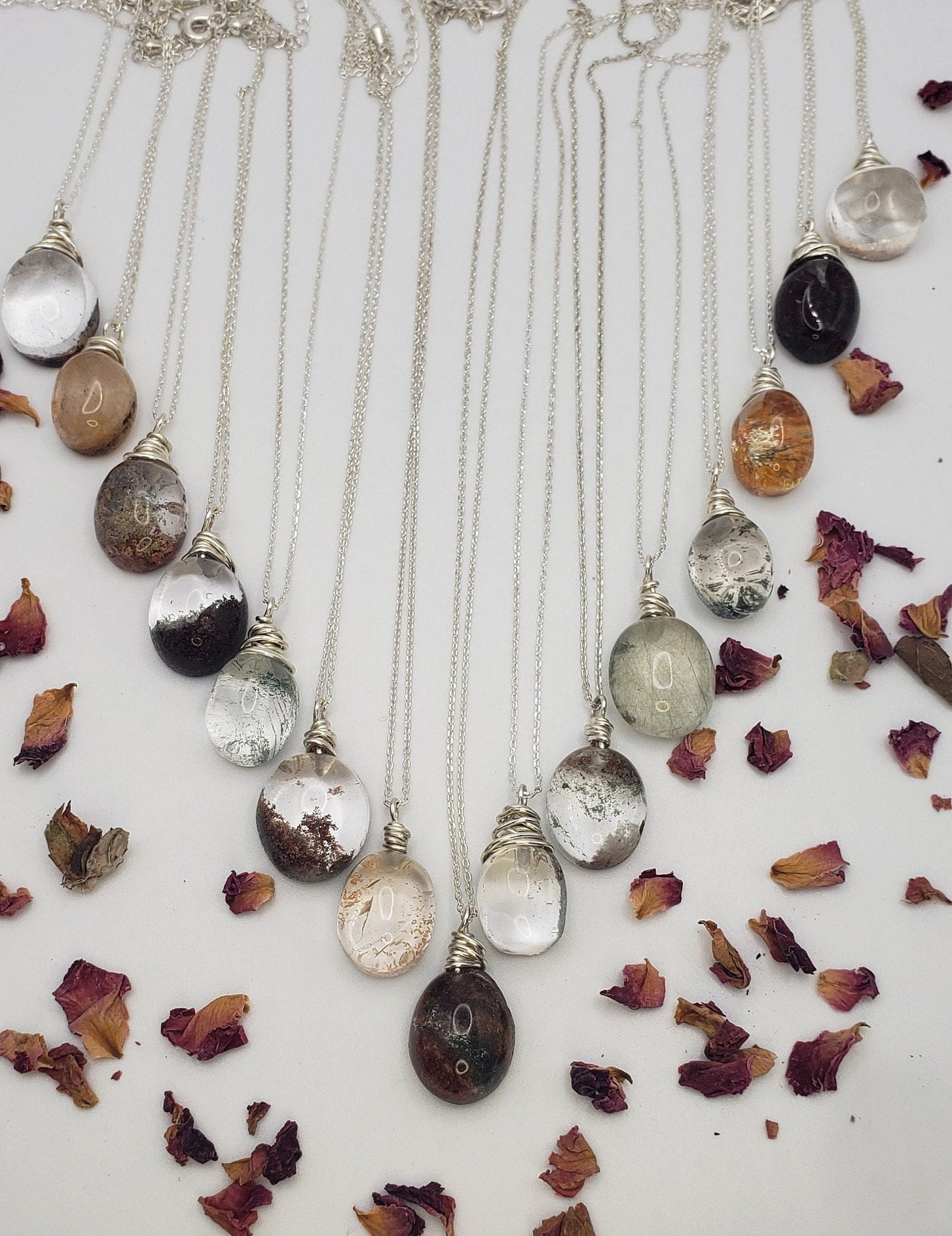 Garden Quartz Necklace| Minimal Sterling Silver Crystal Necklace | Lodolite Gemstone Necklace Minimalist