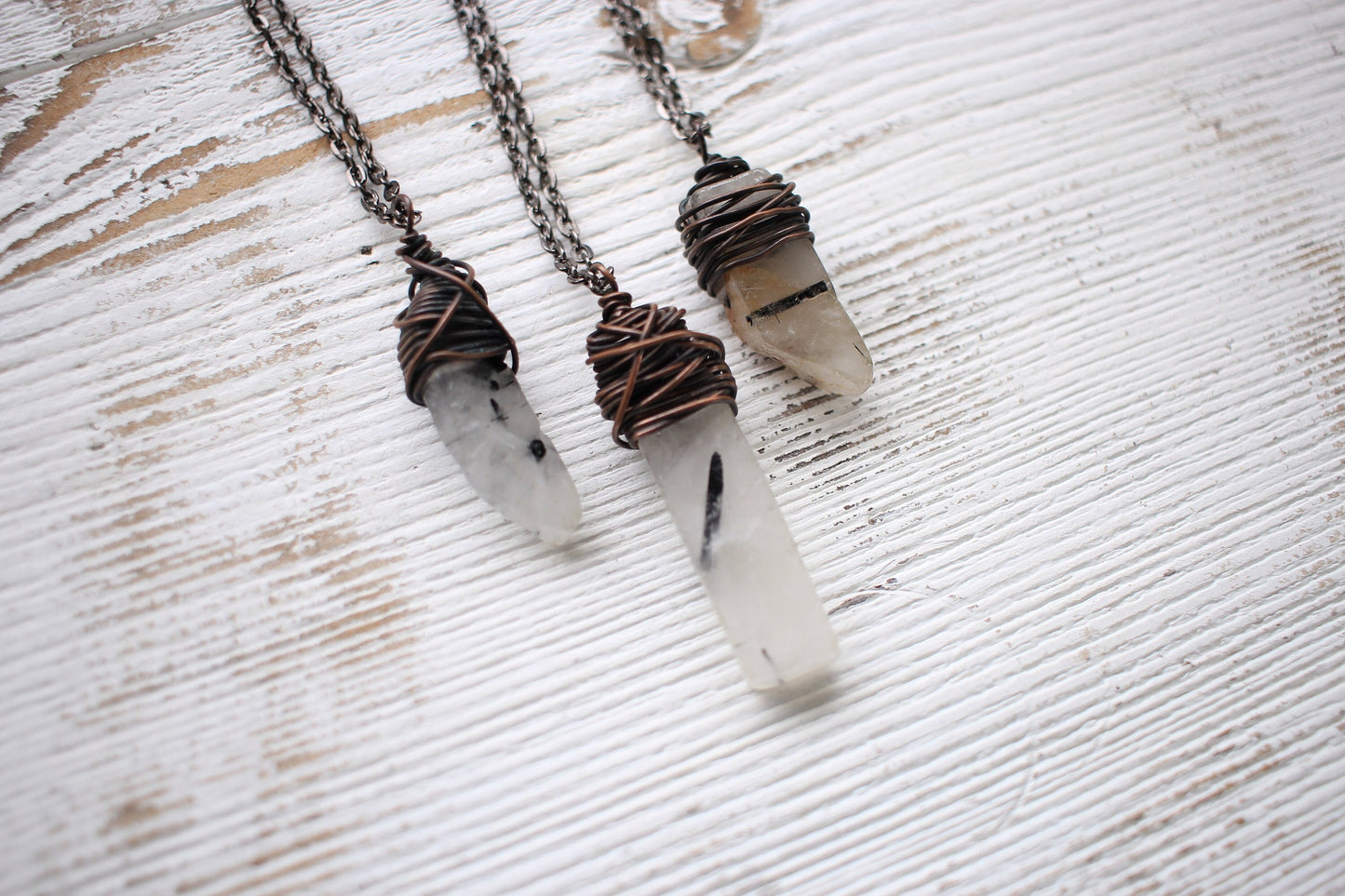 Black Tourmaline Quartz Necklace - Clear Quartz Necklace - Gemstone Jewelry - Master Healer and Spiritual Connection