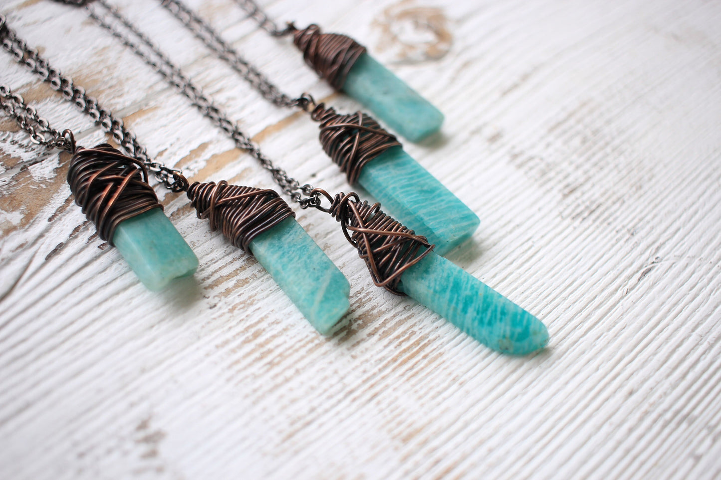Amazonite Necklace - Aqua Crystal Necklace -Polished Crystal Necklace- Healing Crystal - Peace, Communication, Balance