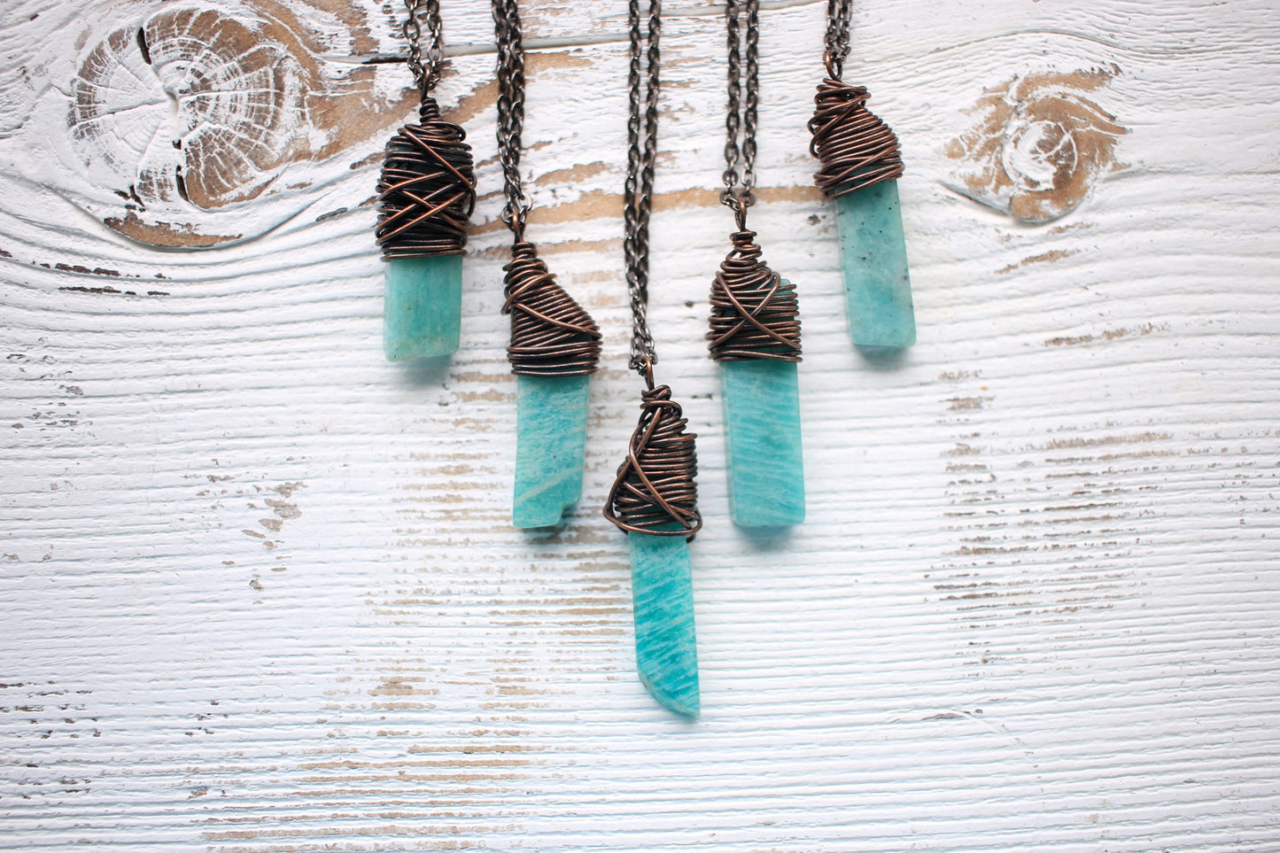Amazonite Necklace - Aqua Crystal Necklace -Polished Crystal Necklace- Healing Crystal - Peace, Communication, Balance