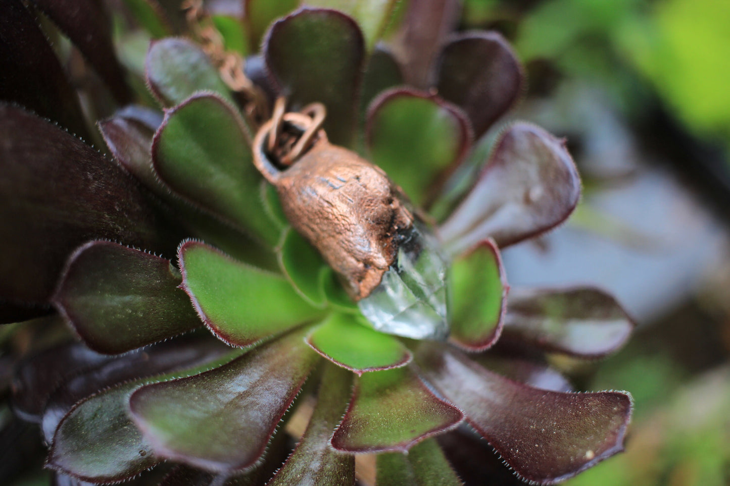 Copper Dipped Quartz Necklace | Electroformed Clear Quartz Necklace | Raw Gemstone Jewelry | Natural Quartz handmade Necklace