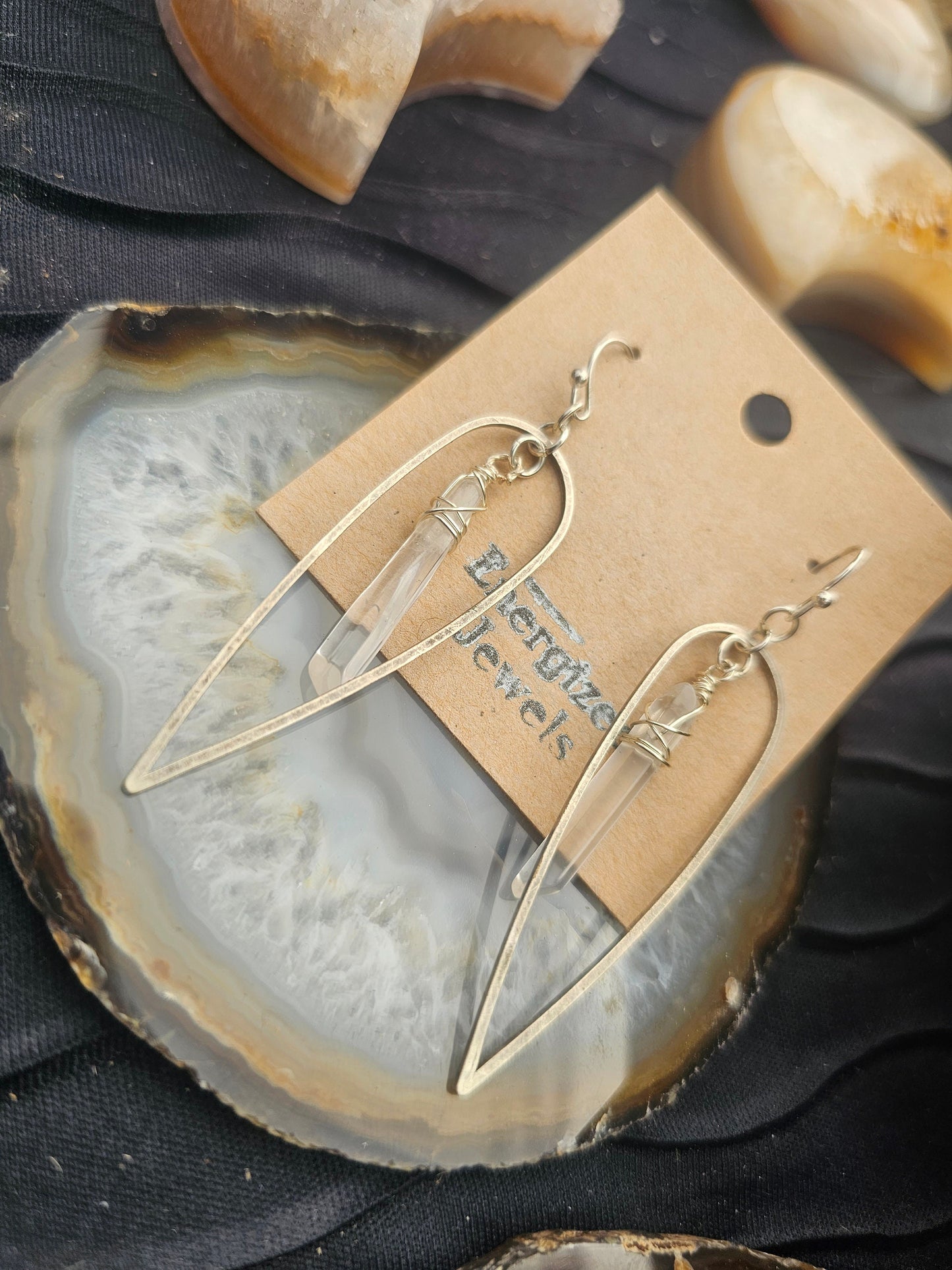 Crystal Hoops | Pink Quartz Hoops |  Silver Hoop Earrings | Quartz Earrings | Hand made Crystal jewelry