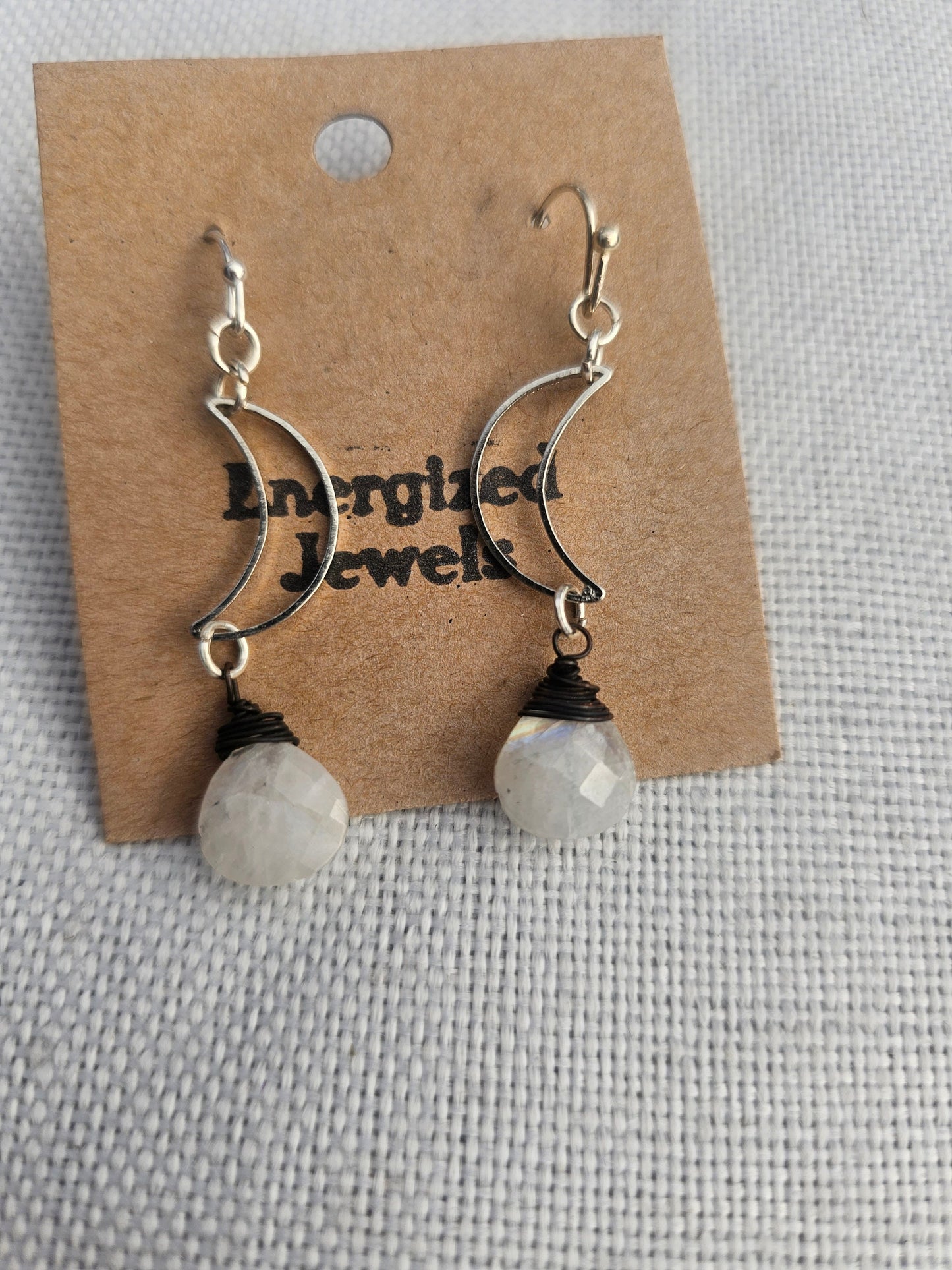 Blue Crescent Moon Earrings | Apatite Moon Earrings | Handmade Silver Gemstone Earrings | Energized Jewelry
