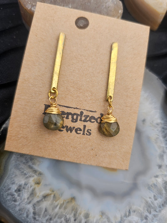 Labradorite Dangle Stud Earrings