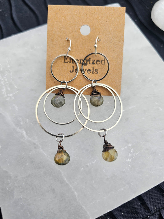 Labradorite Goddess Hoops