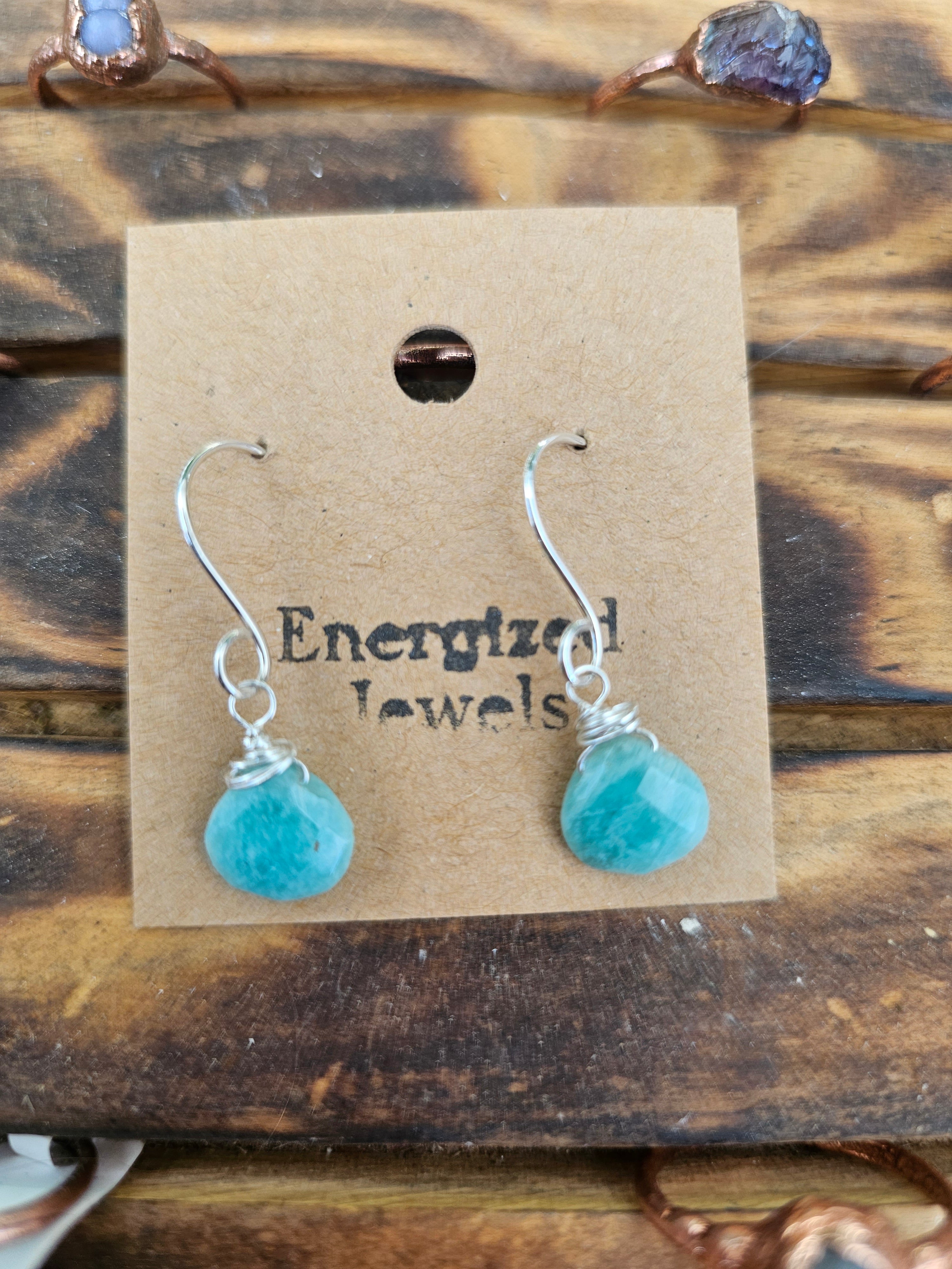 Amazonite Dangle Drop Earrings, Sterling Silver Fairy Earrings, Semi precious Stone, Natural hotsell Gemstone