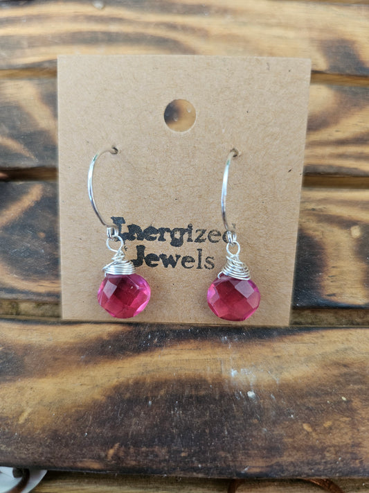 Pink Sterling Silver Dangle Earrings