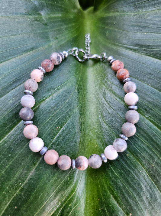 Pink Opal and Hematite