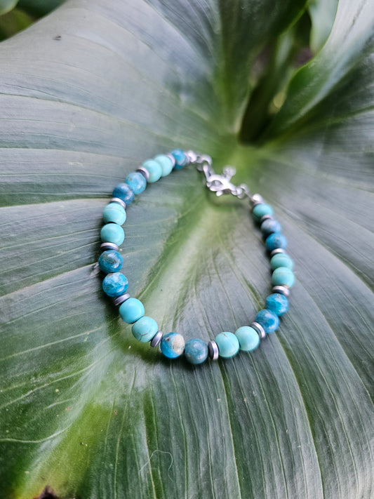 Blue Apatite and Turquoise Bracelet