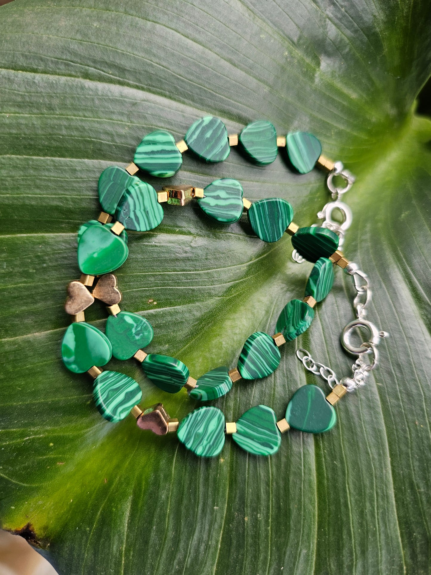 Green Heart Sterling Bracelet