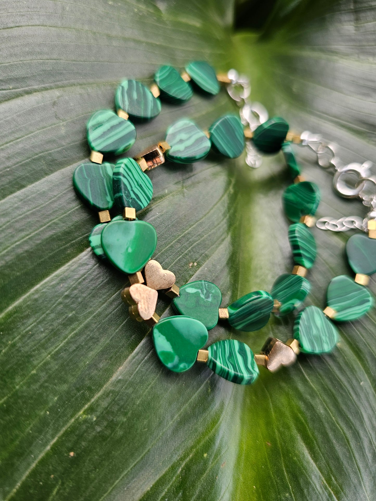 Green Heart Sterling Bracelet