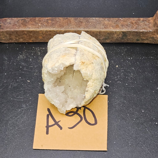 Sliced Icy Quartz Geode