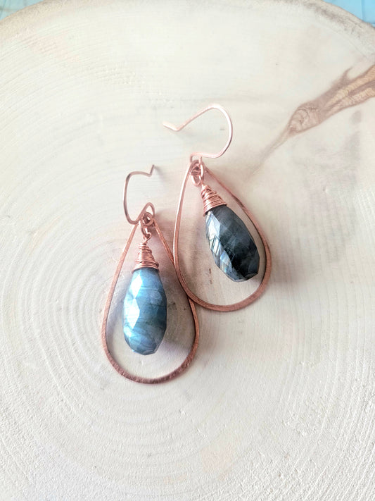 Celestial Copper Labradorite Earrings