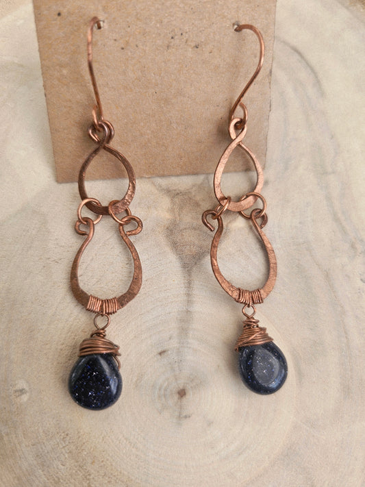 Celestial Midnight Sky Copper Earrings