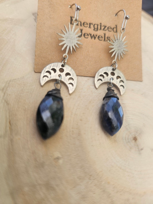 Black Crescent Moon Drop Earrings