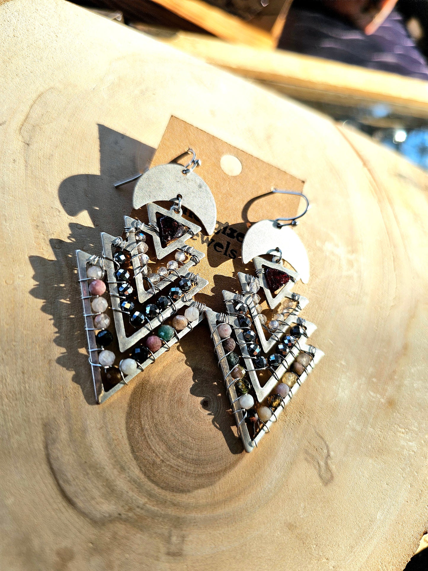 Goddess Triangle Silver Earrings