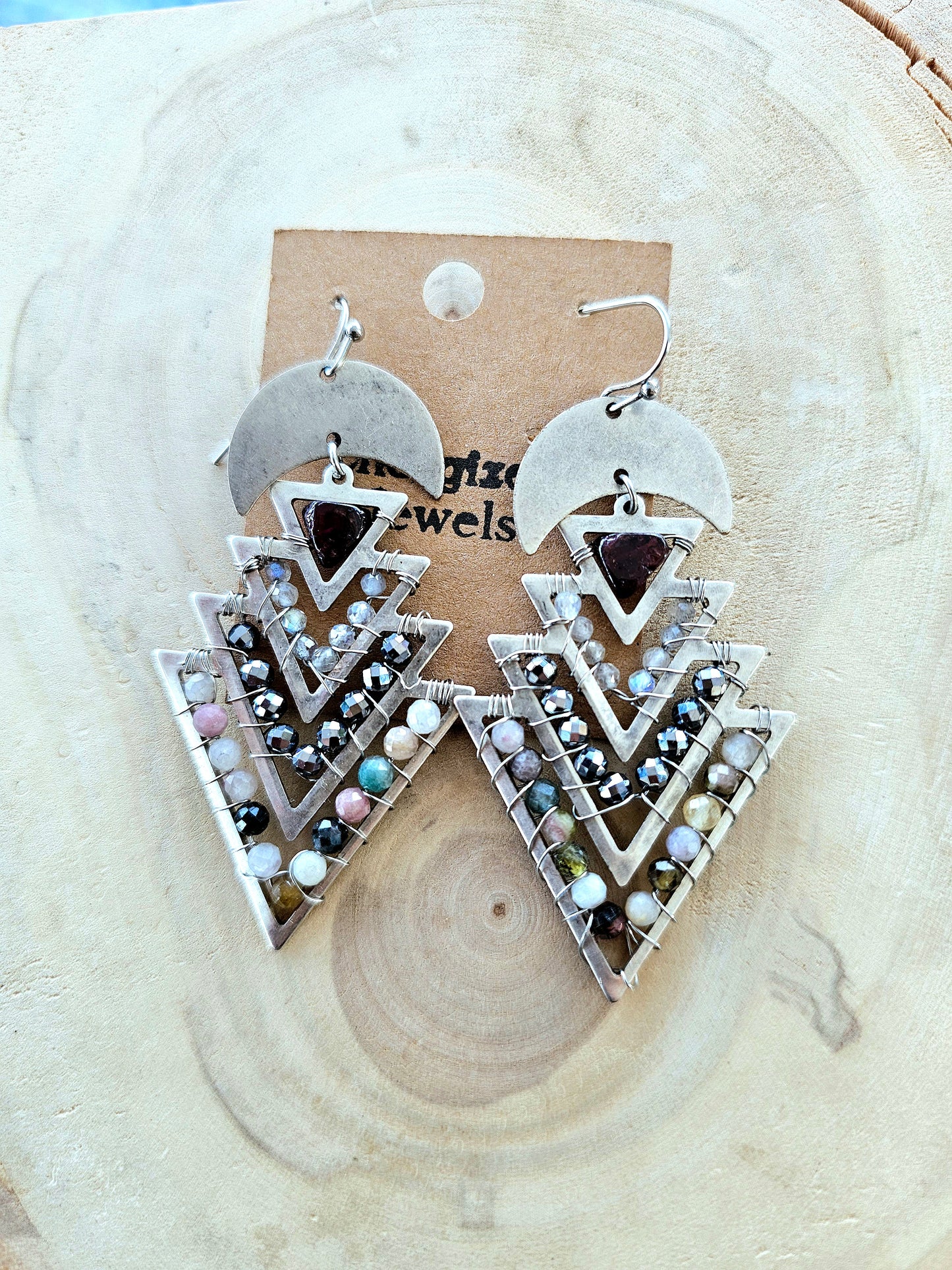 Goddess Triangle Silver Earrings