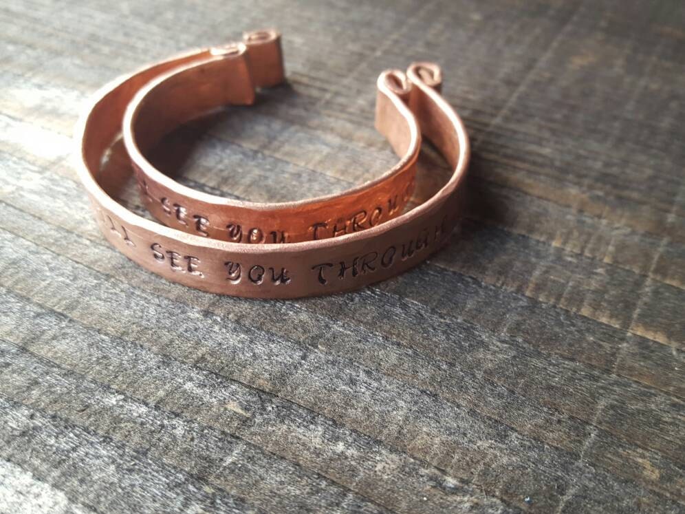 Grateful Dead Love Will See You Through Bracelet | Mom and Me Bracelet Set | Dad and Me Set | Hand stamped Copper Musical Lyric Bracelet Set