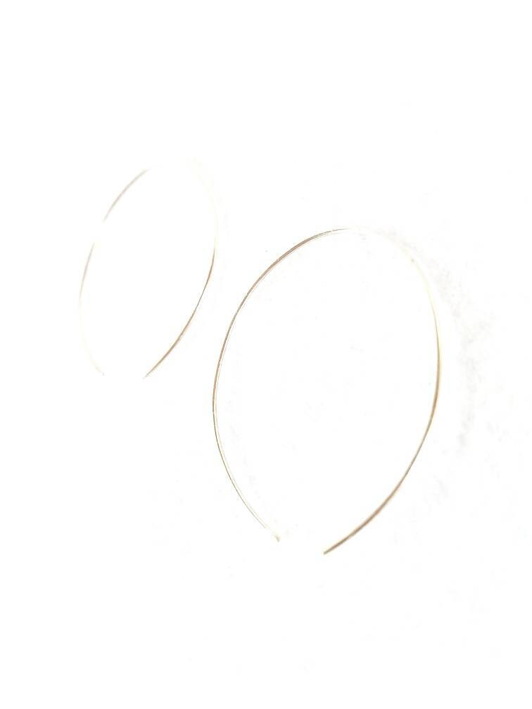Pull Through Hoop Earrings Threaded Earring | Minimalist Hoop Earring Backless Earring | Sterling Silver Gold Filled Rose Gold Filled Hoop