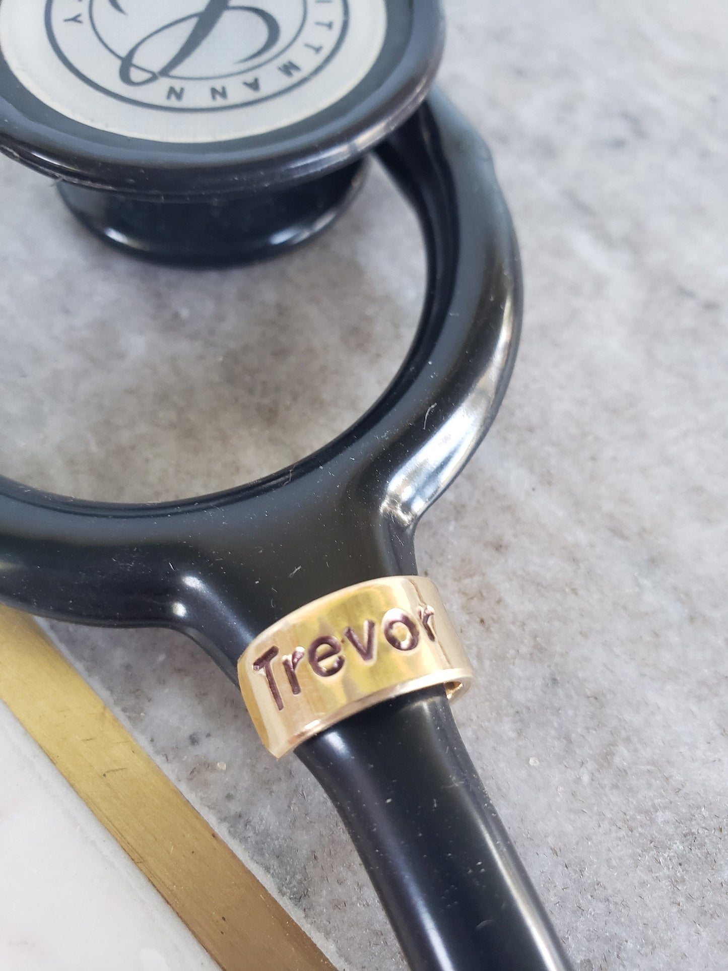 Stethoscope ID Tag - Stethoscope Name Tag Charm | Block Font Personalized ID Ring Stethoscope Name Tag Nurse Gift