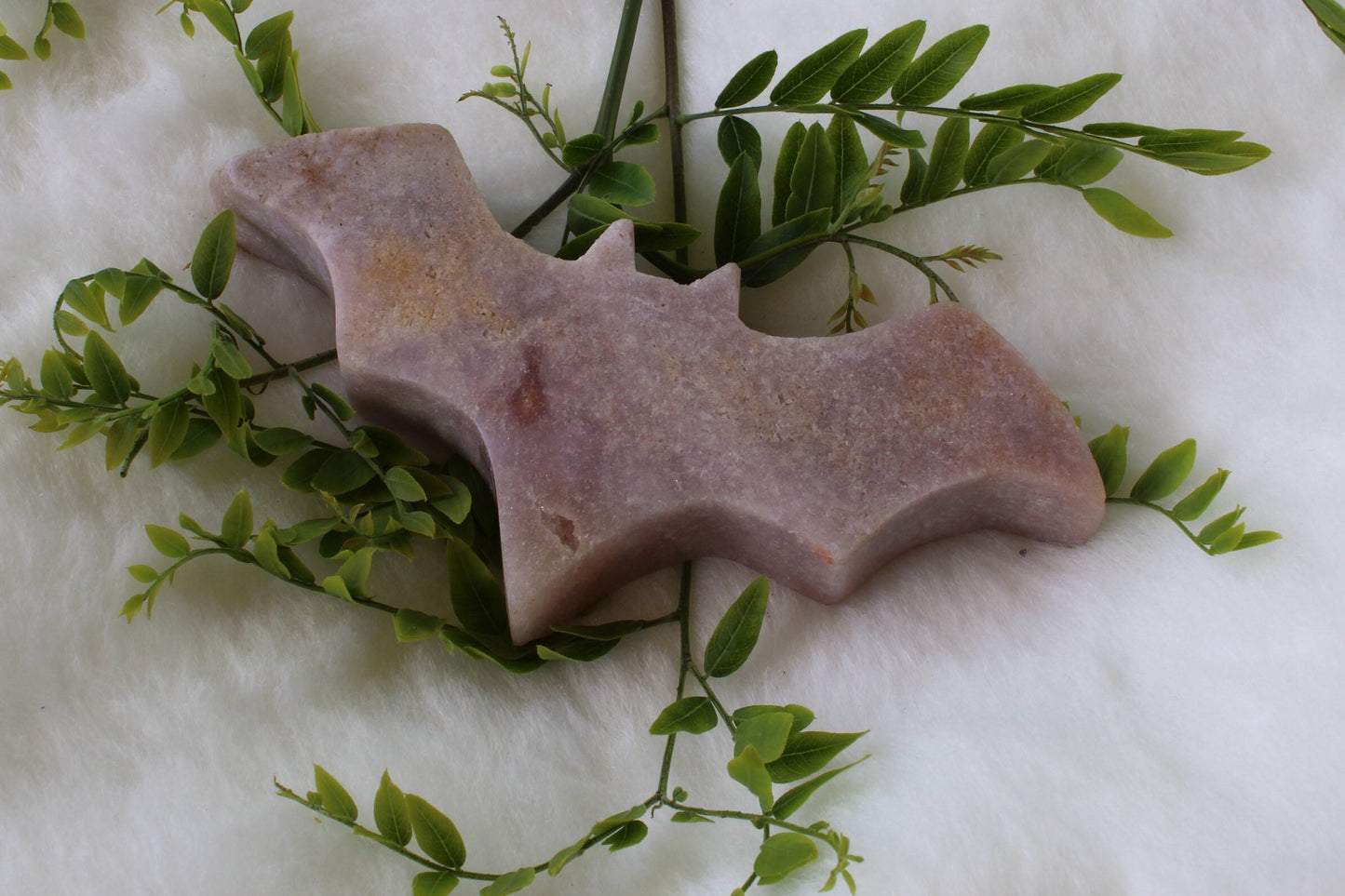 Polished Bat - Pink Amethyst Large Carved Stones | Pink Druzy Crystal Carving Nocturnal Pollinators Brazil