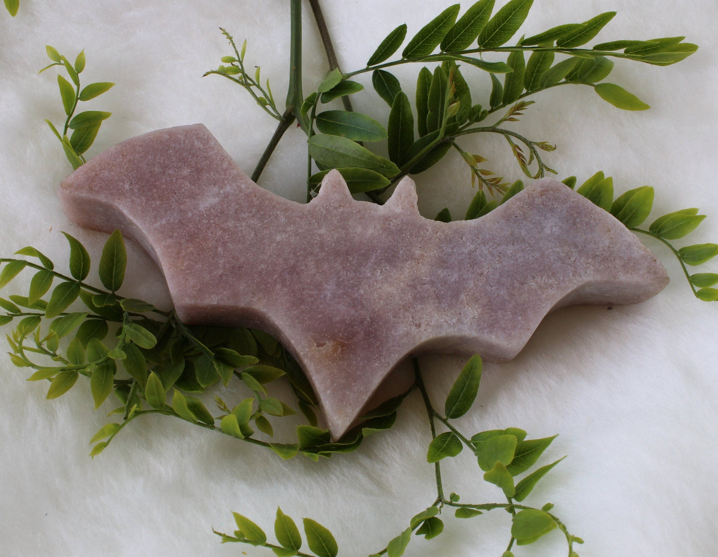 Polished Bat - Pink Amethyst Large Carved Stones | Pink Druzy Crystal Carving Nocturnal Pollinators Brazil
