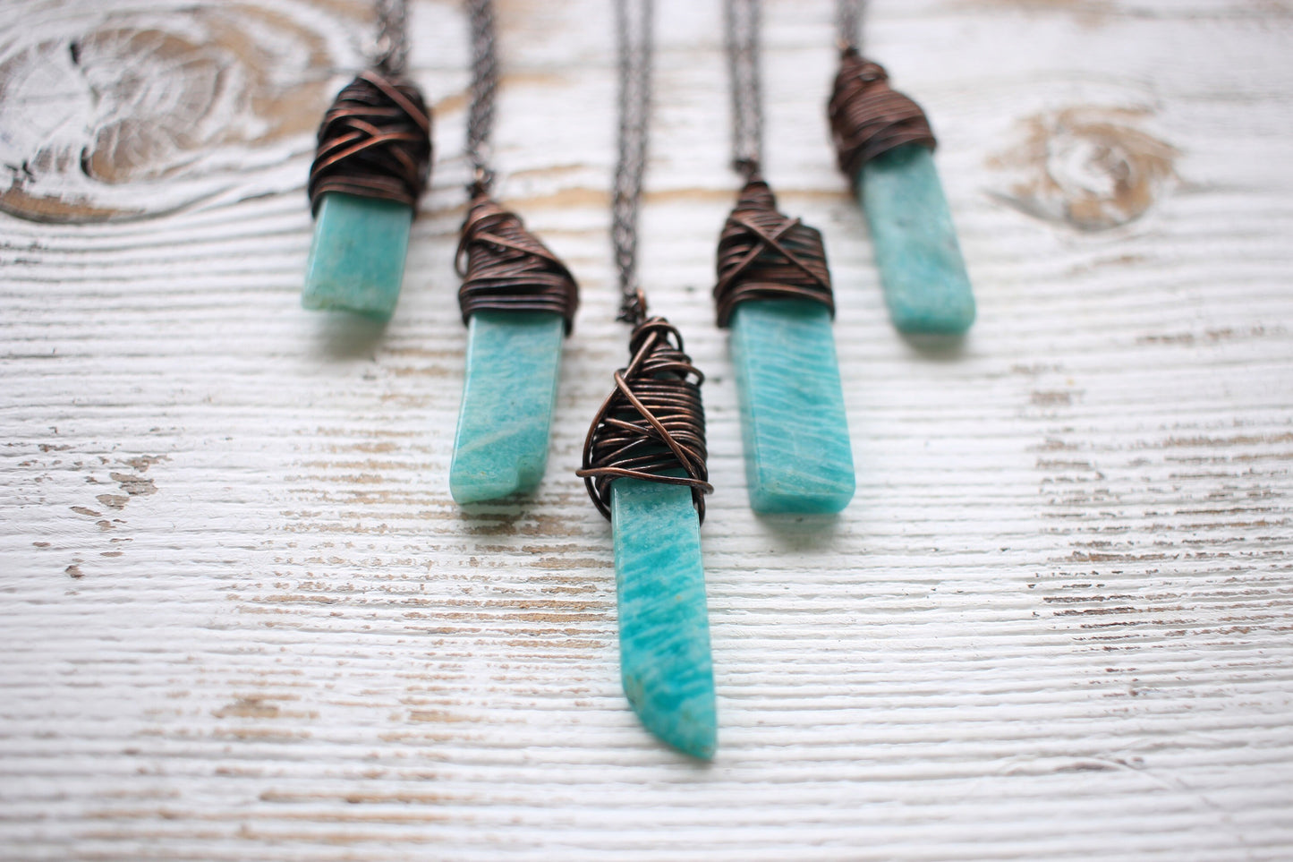 Amazonite Necklace - Aqua Crystal Necklace -Polished Crystal Necklace- Healing Crystal - Peace, Communication, Balance