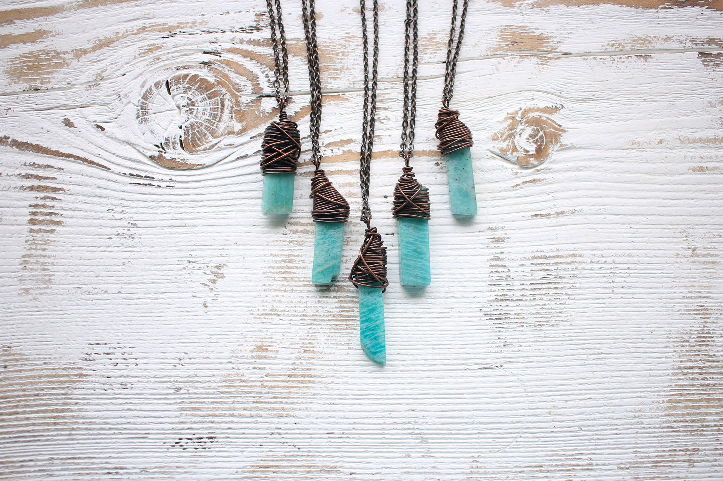 Amazonite Necklace - Aqua Crystal Necklace -Polished Crystal Necklace- Healing Crystal - Peace, Communication, Balance