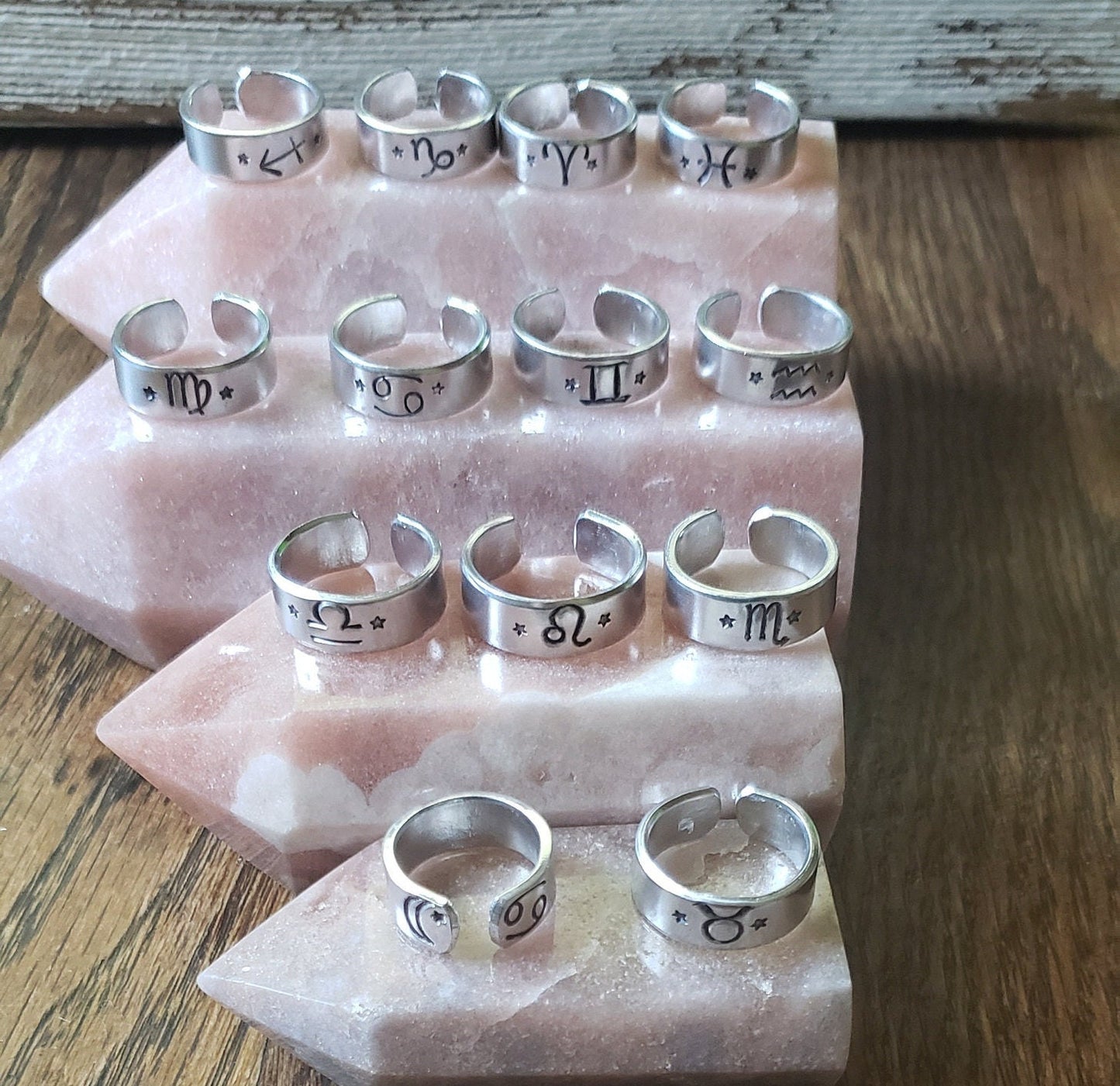 ZODIAC Rings | Handstamped Tarnish Resistant Silver Zodiac Rings | Moon and Star Signs |  Silver Horoscope Rings | Scorpio Leo Libra