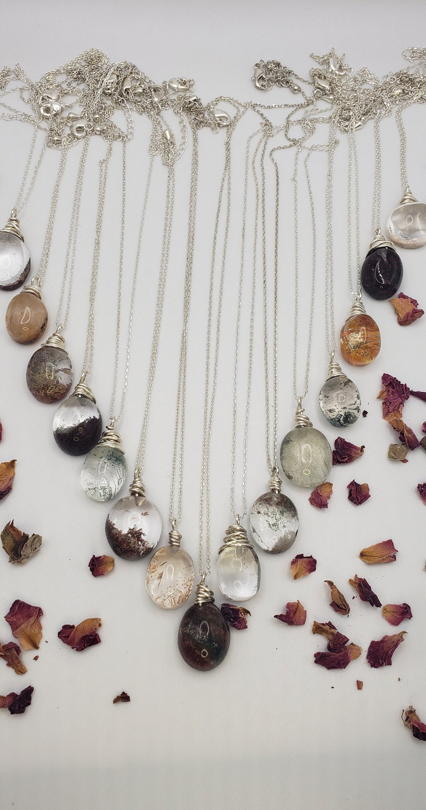 Garden Quartz Necklace| Minimal Sterling Silver Crystal Necklace | Lodolite Gemstone Necklace Minimalist