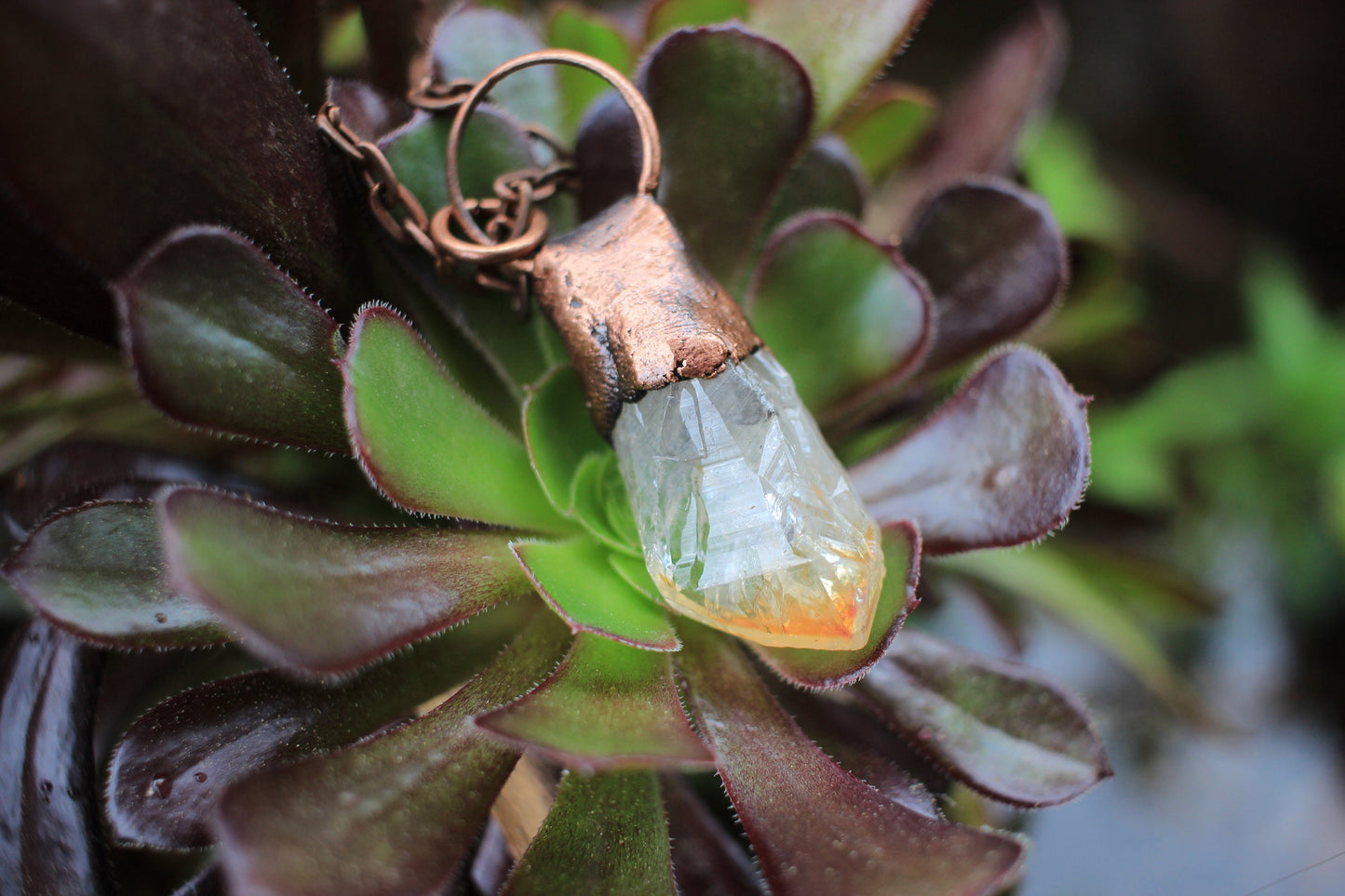 Handmade Citrine Necklace + Crystal Healing Joy + Prosperity + November Birthstone Necklace | Copper Electroformed Citrine Crystal Necklace